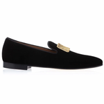 Superglamourous Godiva Velour Slippers Black