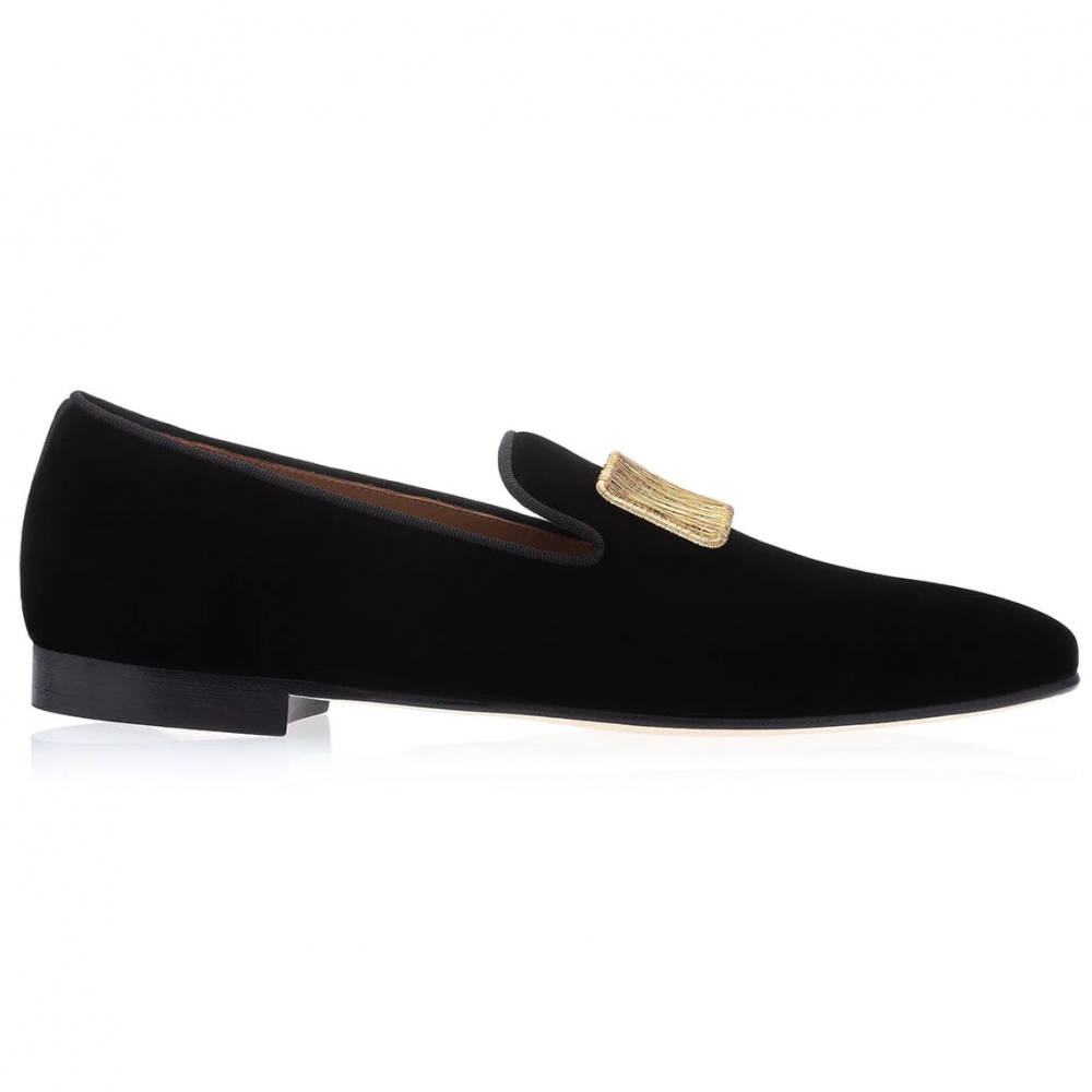 Superglamourous Godiva Velour Slippers Black
