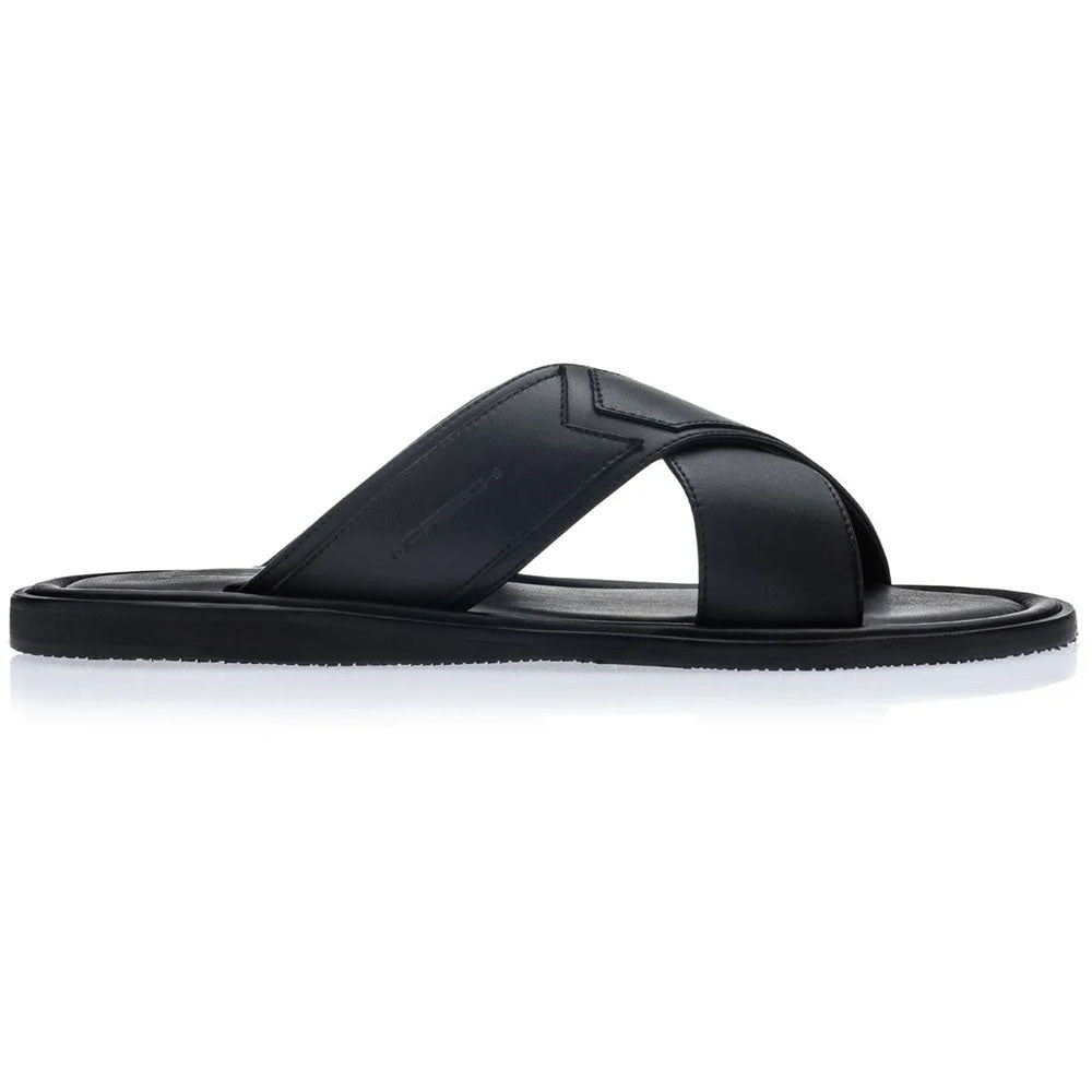Moreschi Guadalupa Cross-Strap Nappa Leather Sandal Black
