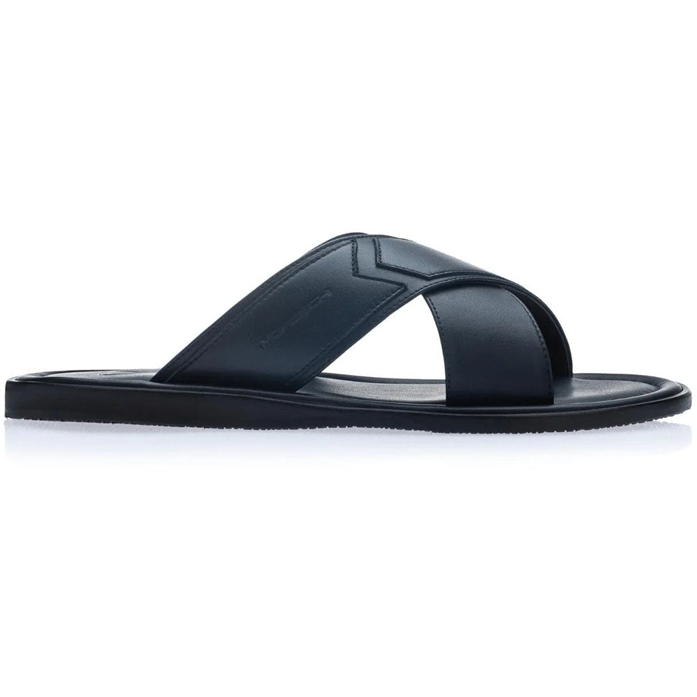 Moreschi Guadalupa Cross-Strap Nappa Leather Sandal Dark Blue