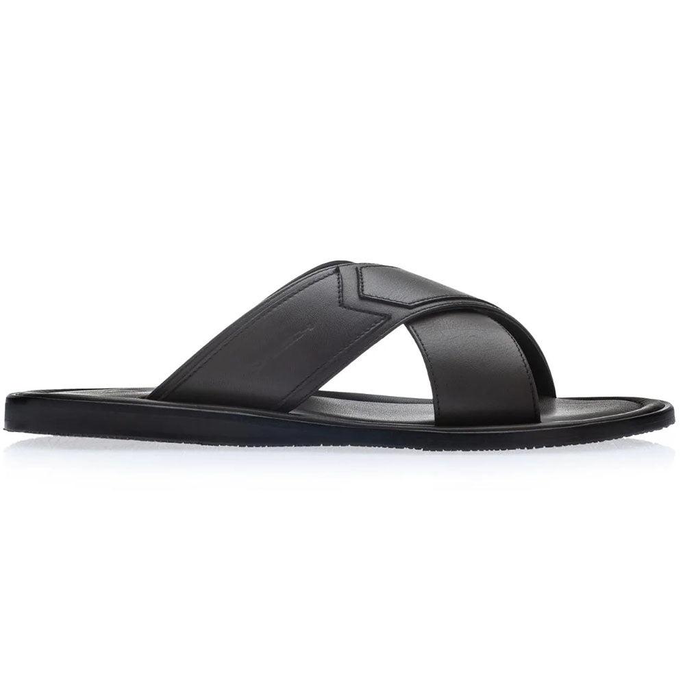 Moreschi Guadalupa Cross-Strap Nappa Leather Sandal Dark Brown
