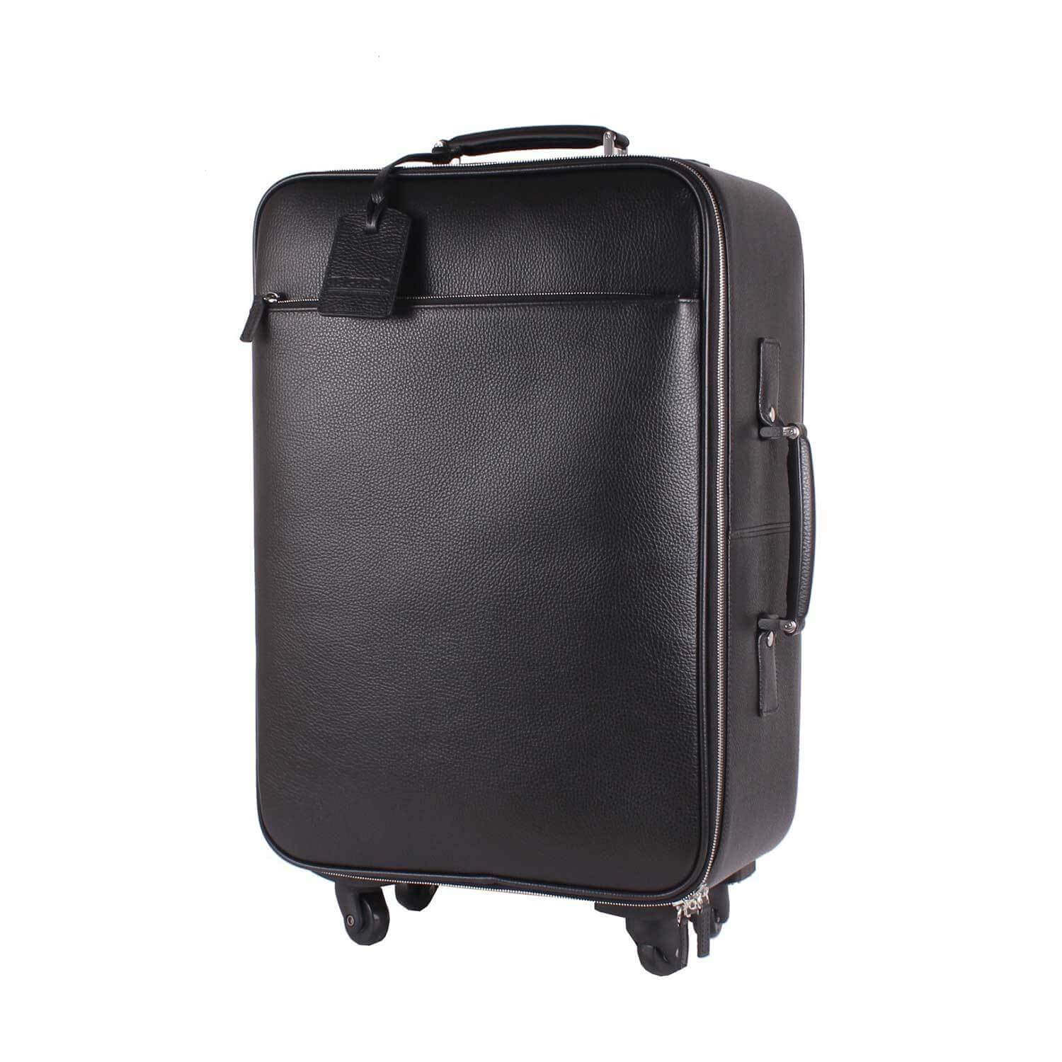 Il Gergo Cristofor Leather Trolley Suitcase Black