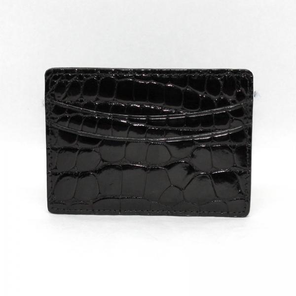 Torino Leather Genuine Alligator Card Case - Black
