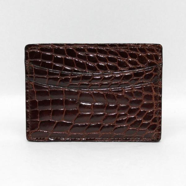 Torino Leather Genuine Alligator Card Case - Brown
