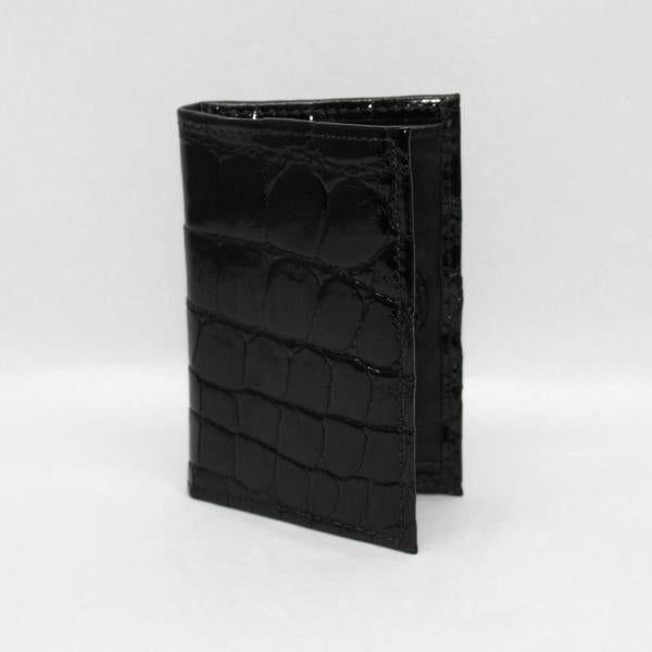Torino Leather Genuine Alligator Gusseted Card Case - Black