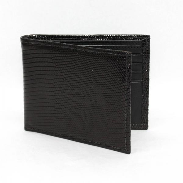 Torino Leather Genuine Lizard Billfold - Black
