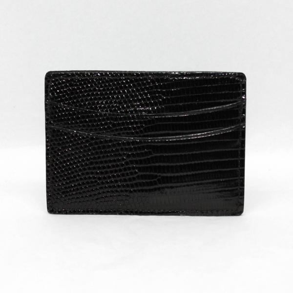 Torino Leather Genuine Lizard Card Case - Black