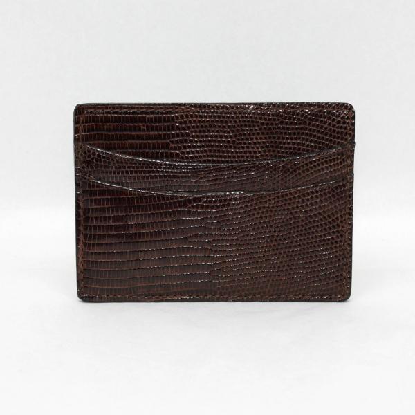 Torino Leather Genuine Lizard Card Case - Brown