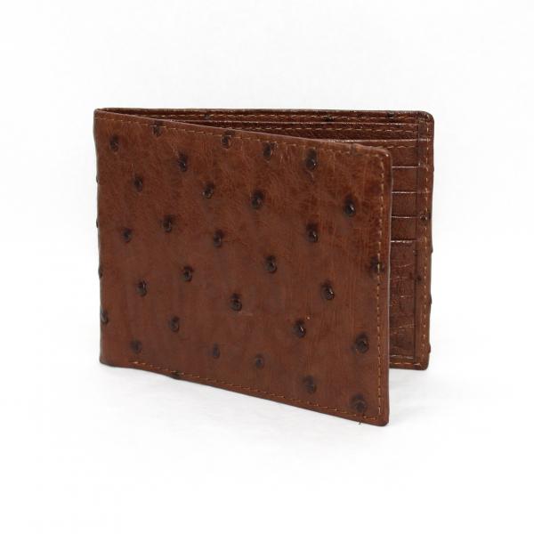 Torino Leather  Genuine Ostrich Billfold Wallet - Brown