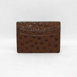 Torino Leather Genuine Ostrich Card Case - Brown