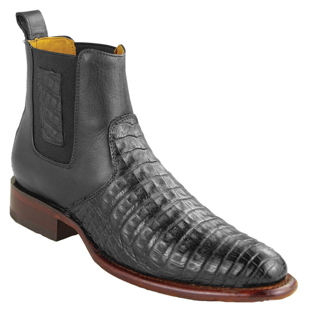 Los Altos H69BV Caiman Belly Ankle Roper Boots Black