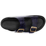 Harris Firenze 1913 Embossed Crocodile Sandals Blue