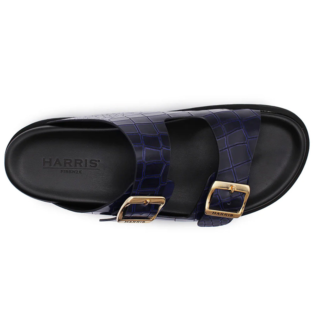 Harris Firenze 1913 Embossed Crocodile Sandals Blue