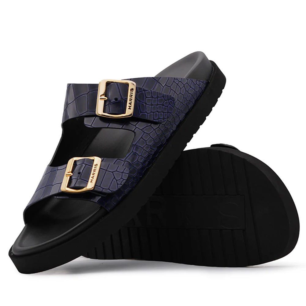 Harris Firenze 1913 Embossed Crocodile Sandals Blue