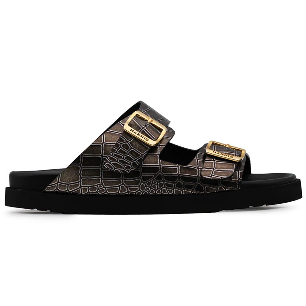 Harris Firenze 1913 Embossed Crocodile Sandals Metal