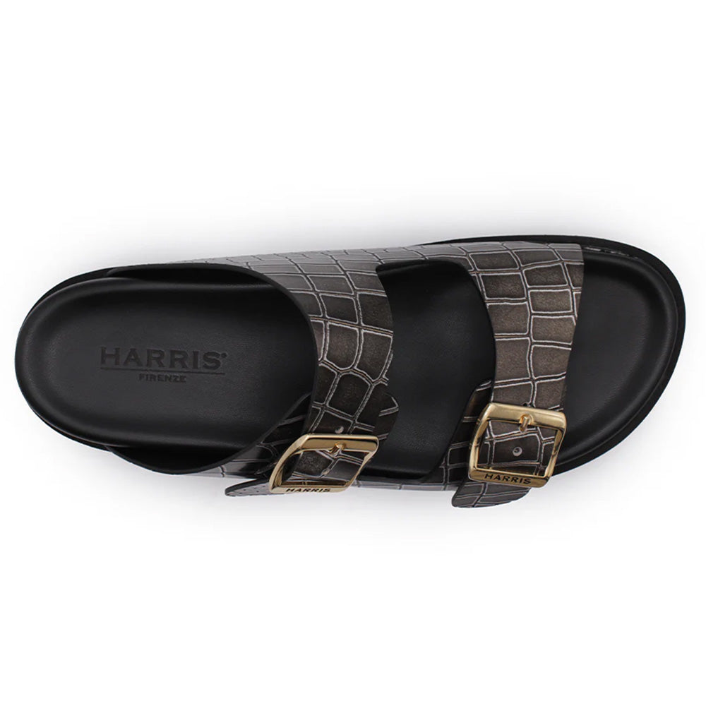 Harris Firenze 1913 Embossed Crocodile Sandals Metal