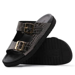 Harris Firenze 1913 Embossed Crocodile Sandals Metal