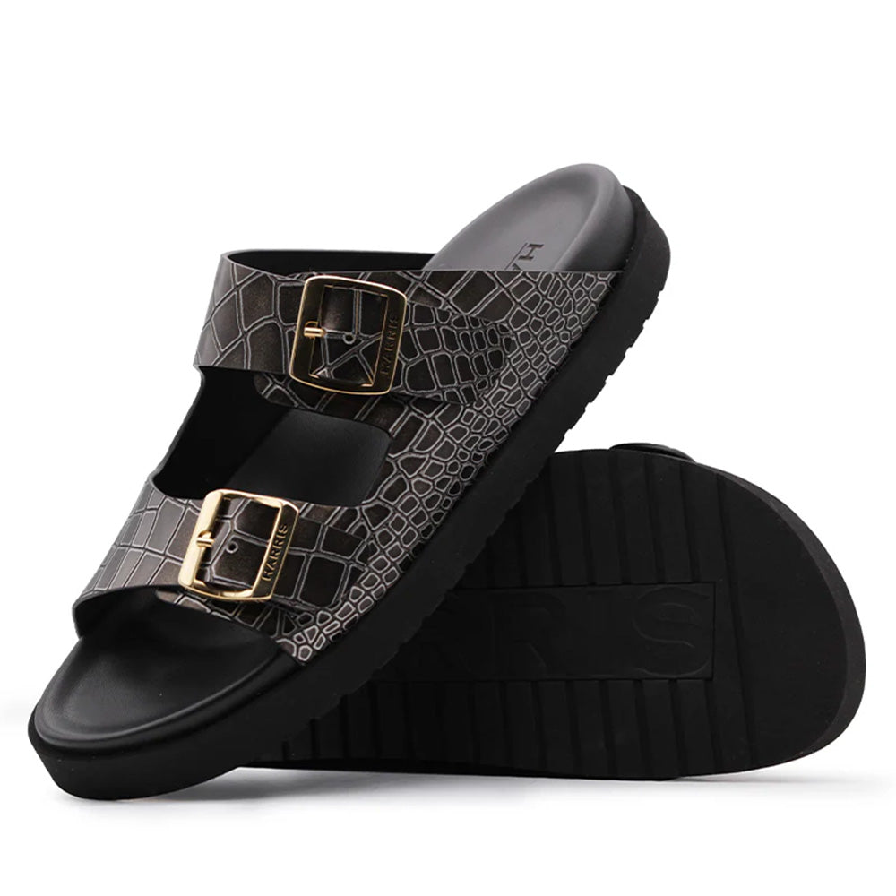 Harris Firenze 1913 Embossed Crocodile Sandals Metal