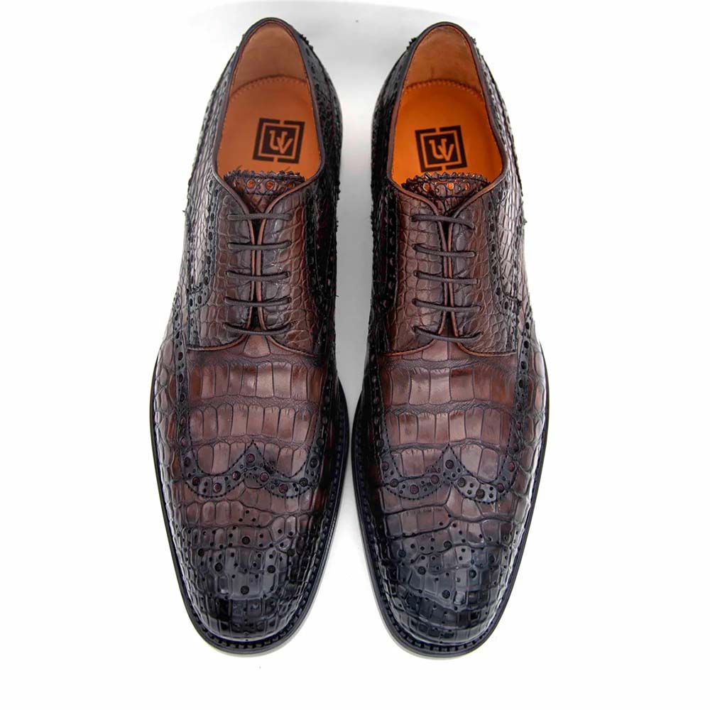 Ugo Vasare H & H Alligator Wingtip Brogues Brown