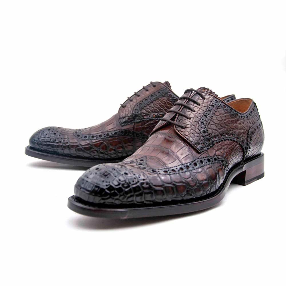 Ugo Vasare H & H Alligator Wingtip Brogues Brown