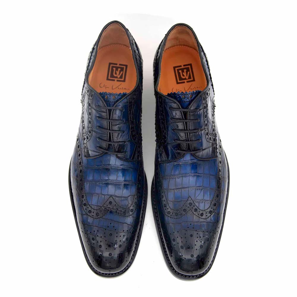 Ugo Vasare H & H Alligator Wingtip Brogues Navy