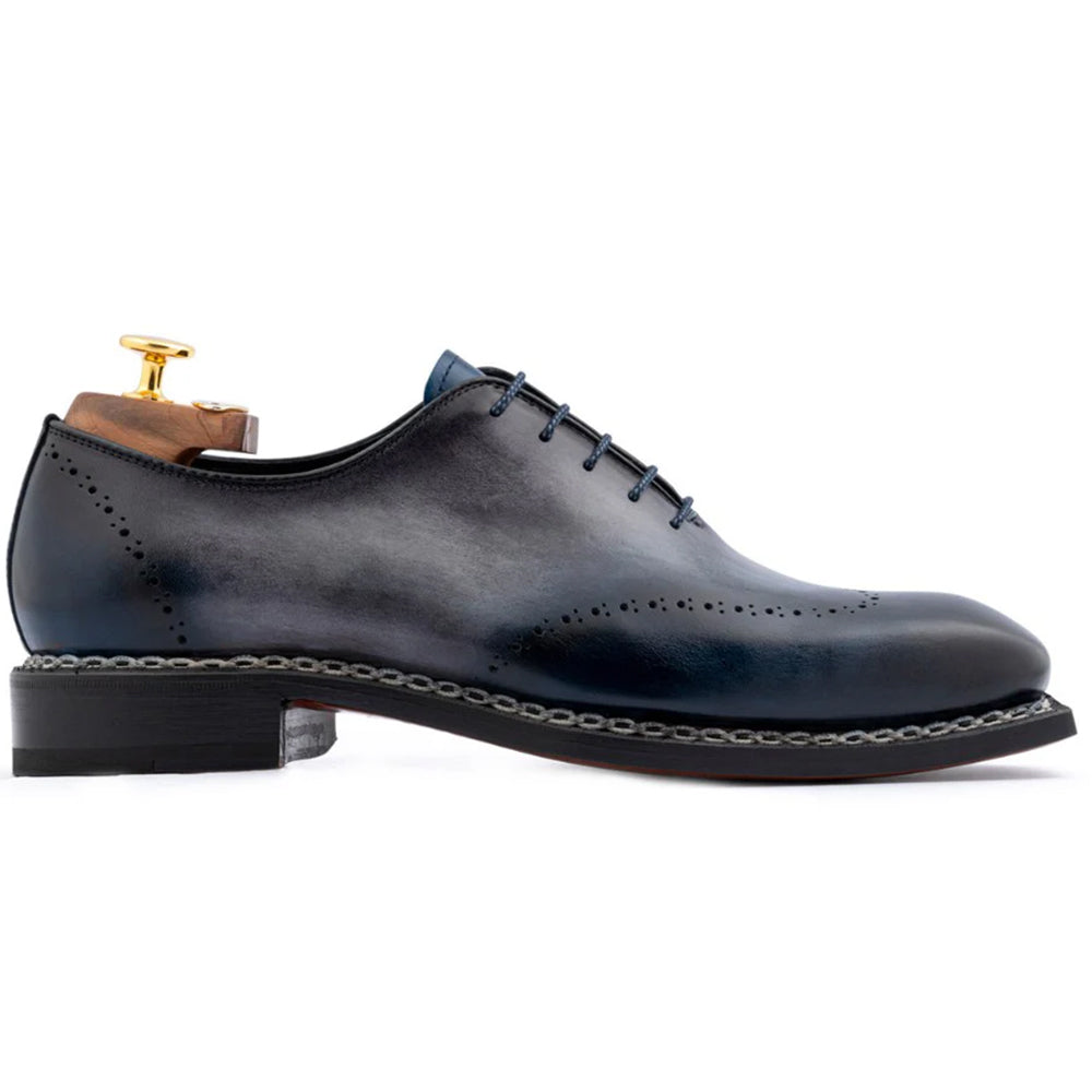 Harris Firenze 1913 Hand-Painted Leather Oxford Shoe Blue