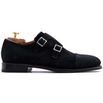 Harris Firenze 1913 Suede Double Buckle Monk Strap Black