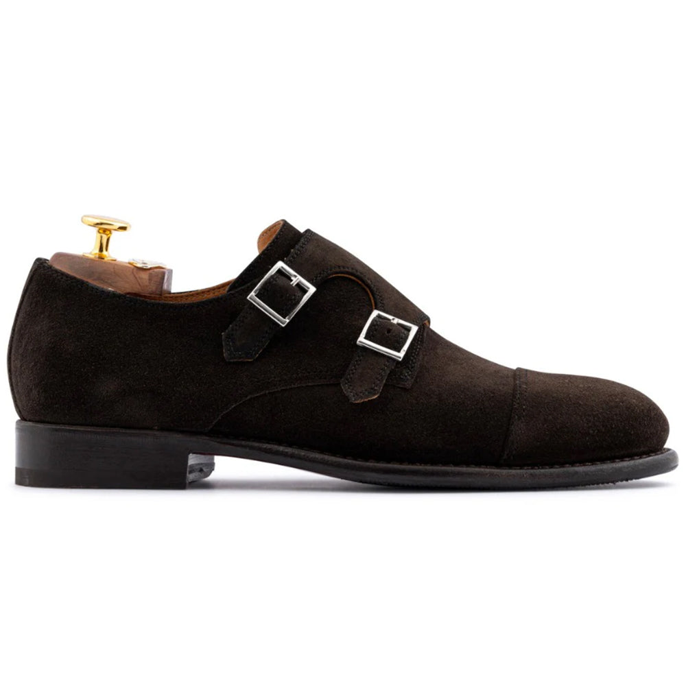 Harris Firenze 1913 Suede Double Buckle Monk Strap Brown