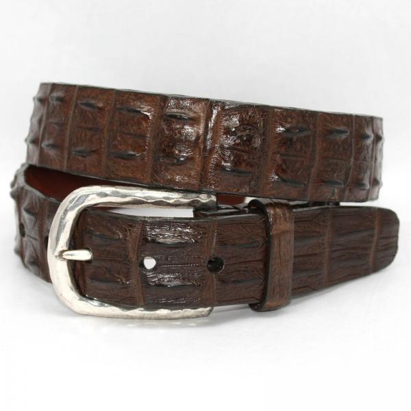 Torino Leather Hornback Crocodile with Nickel Buckle - Brown