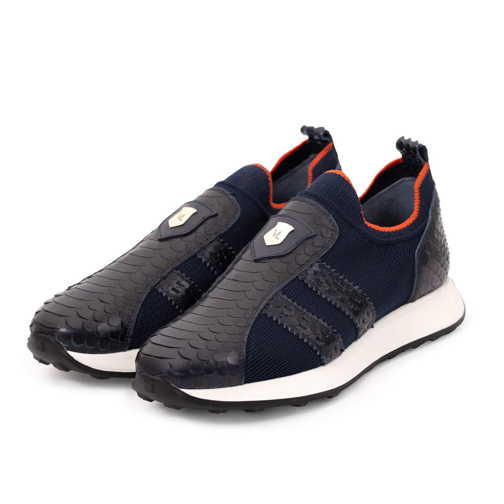 Vinci Leather The Aslan Knitted Sneaker Navy