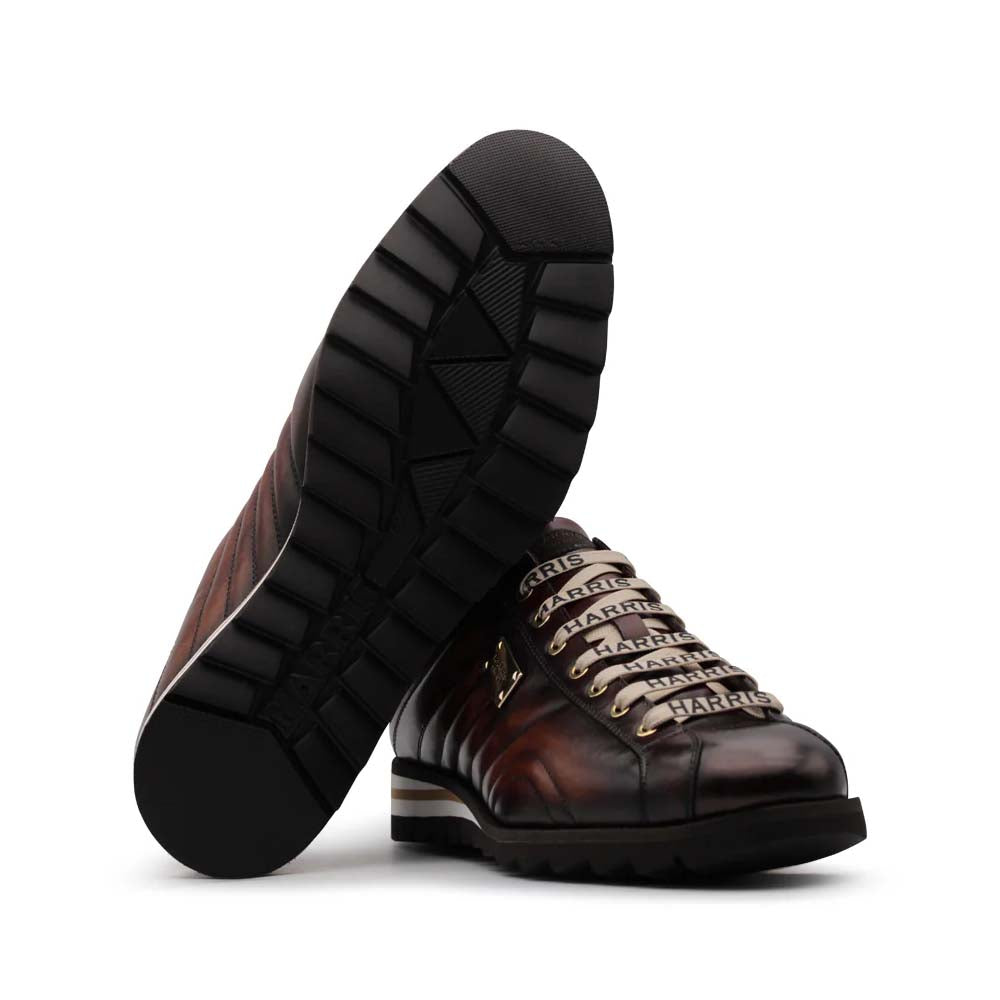 Harris Firenze 1913 Hand-Painted Leather Sneakers Dark Brown