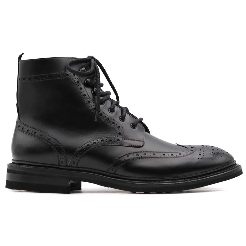 Harris Firenze 1913 Polish Coashed Leather Brogue Boots Black