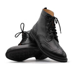Harris Firenze 1913 Polish Coashed Leather Brogue Boots Black
