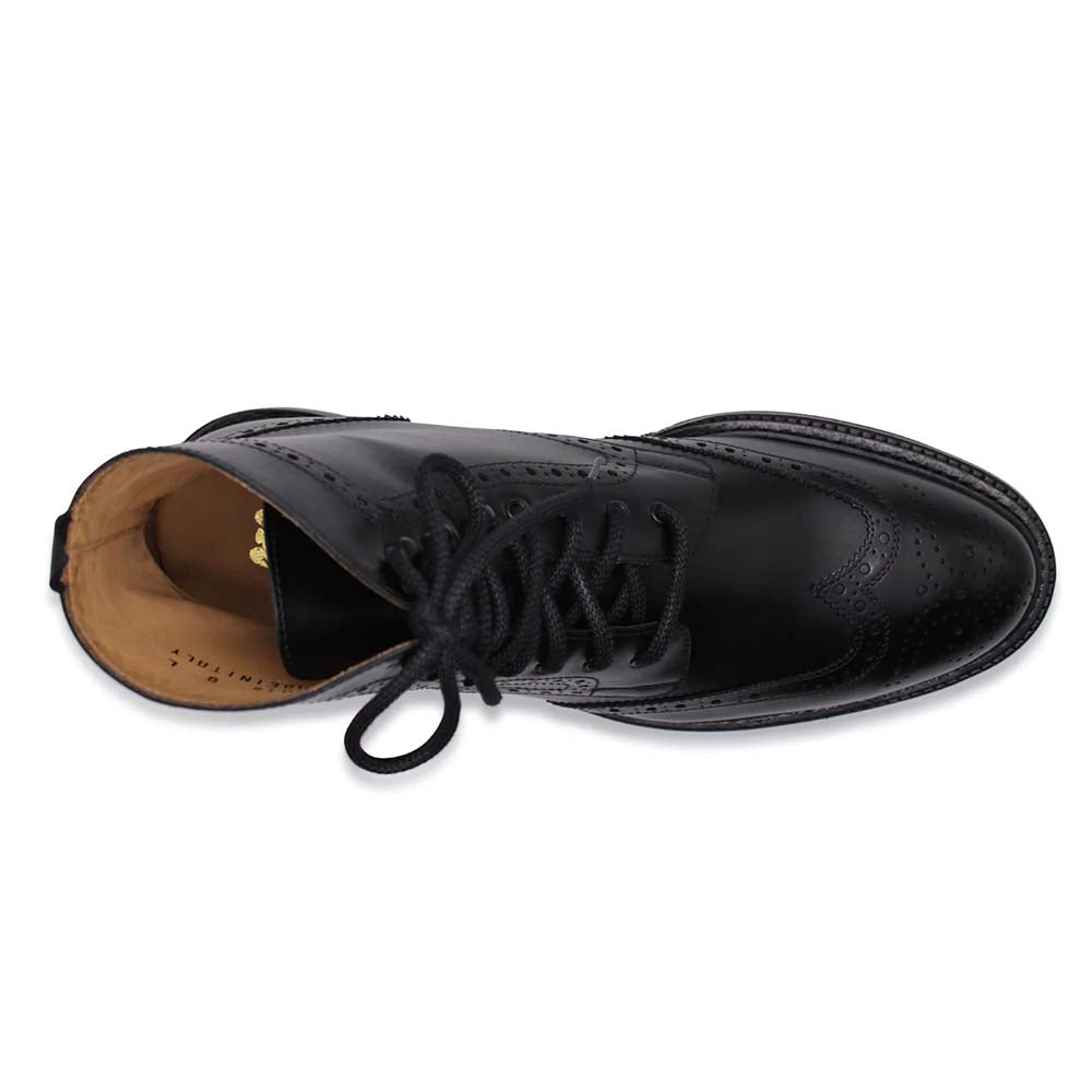 Harris Firenze 1913 Polish Coashed Leather Brogue Boots Black
