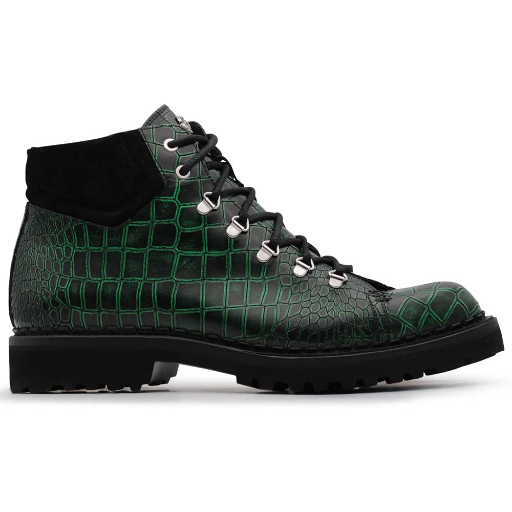 Harris Firenze 1913 Pedula Crocodile Print Boots Green