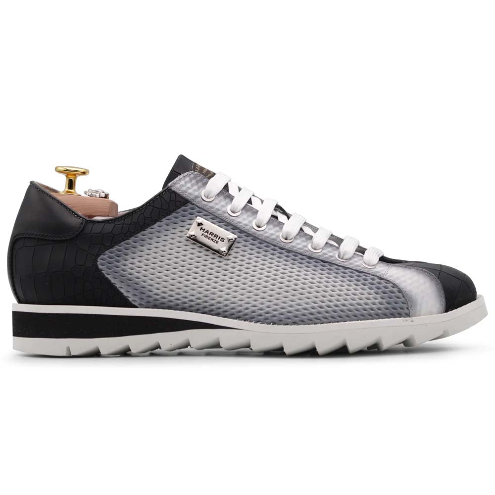 Harris Firenze 1913 Hand Shaded Crocodile Print Sneaker Black / White