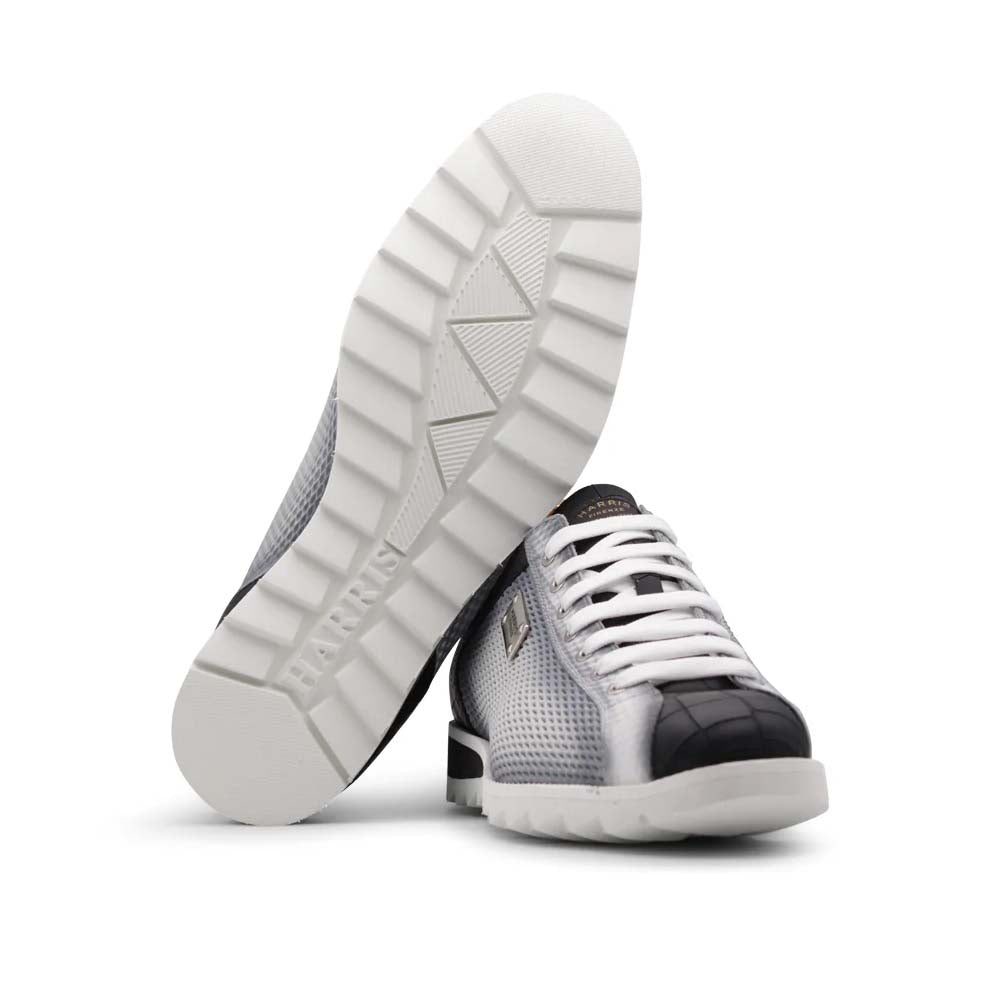 Harris Firenze 1913 Hand Shaded Crocodile Print Sneaker Black / White