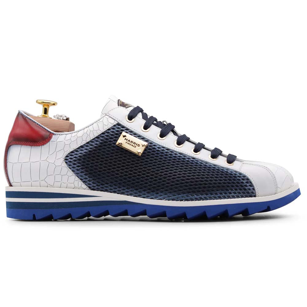 Harris Firenze 1913 Crocodile Print Leather Sneaker Blue
