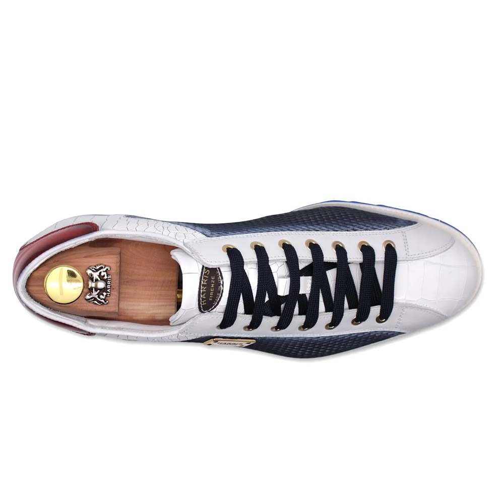 Harris Firenze 1913 Crocodile Print Leather Sneaker Blue