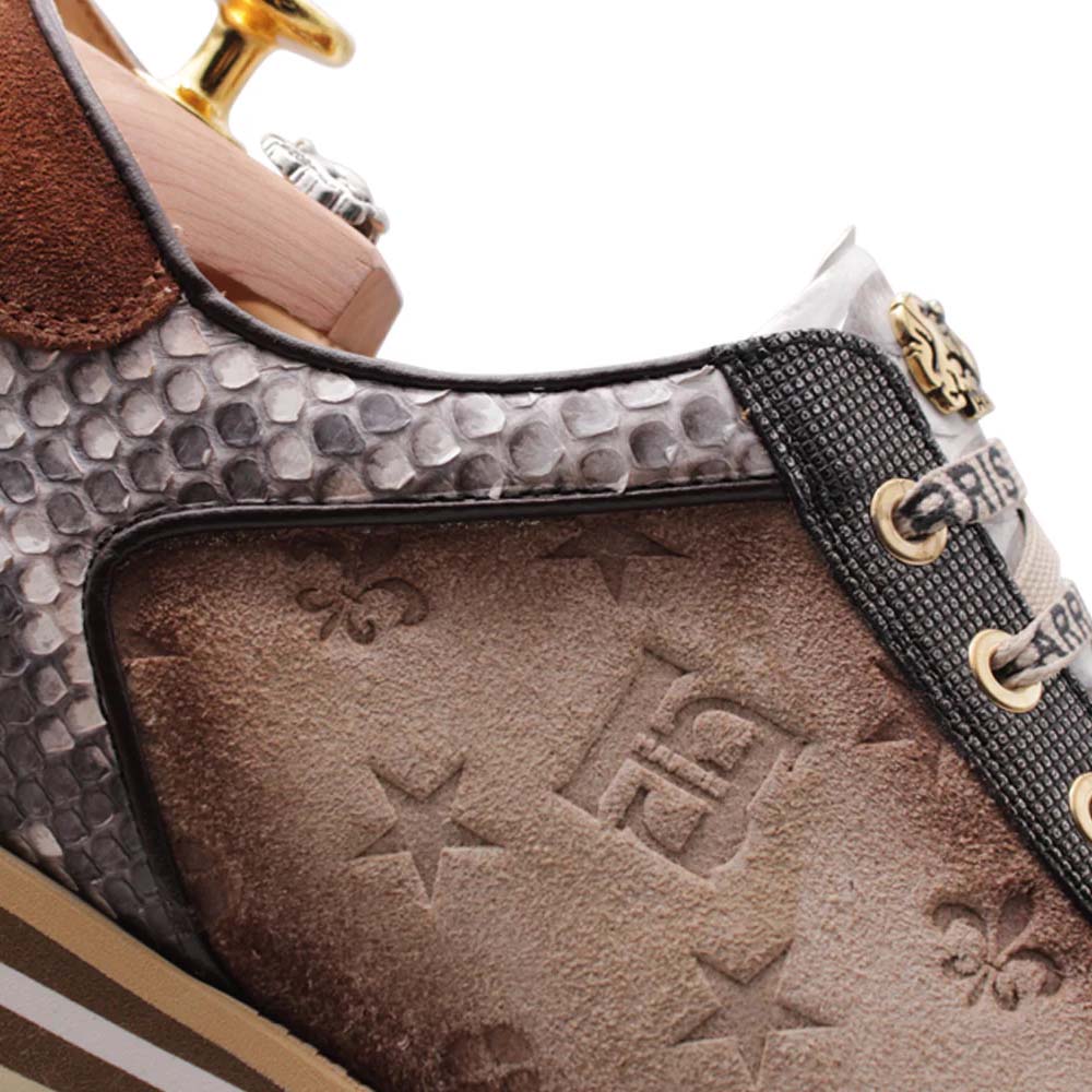 Harris Firenze 1913 Python & Shaded Suede Sneakers Brown