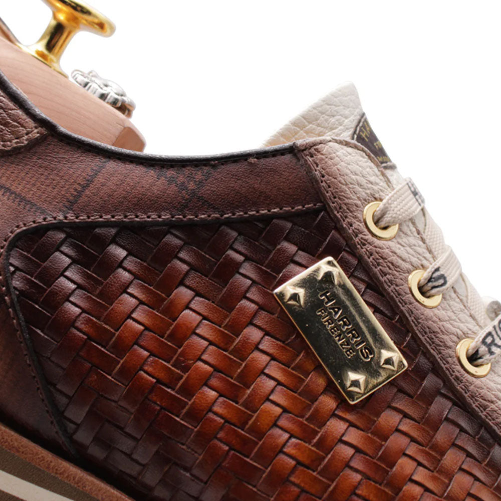 Harris Firenze 1913 Hand-Woven Shaded Leather Sneakers Brown