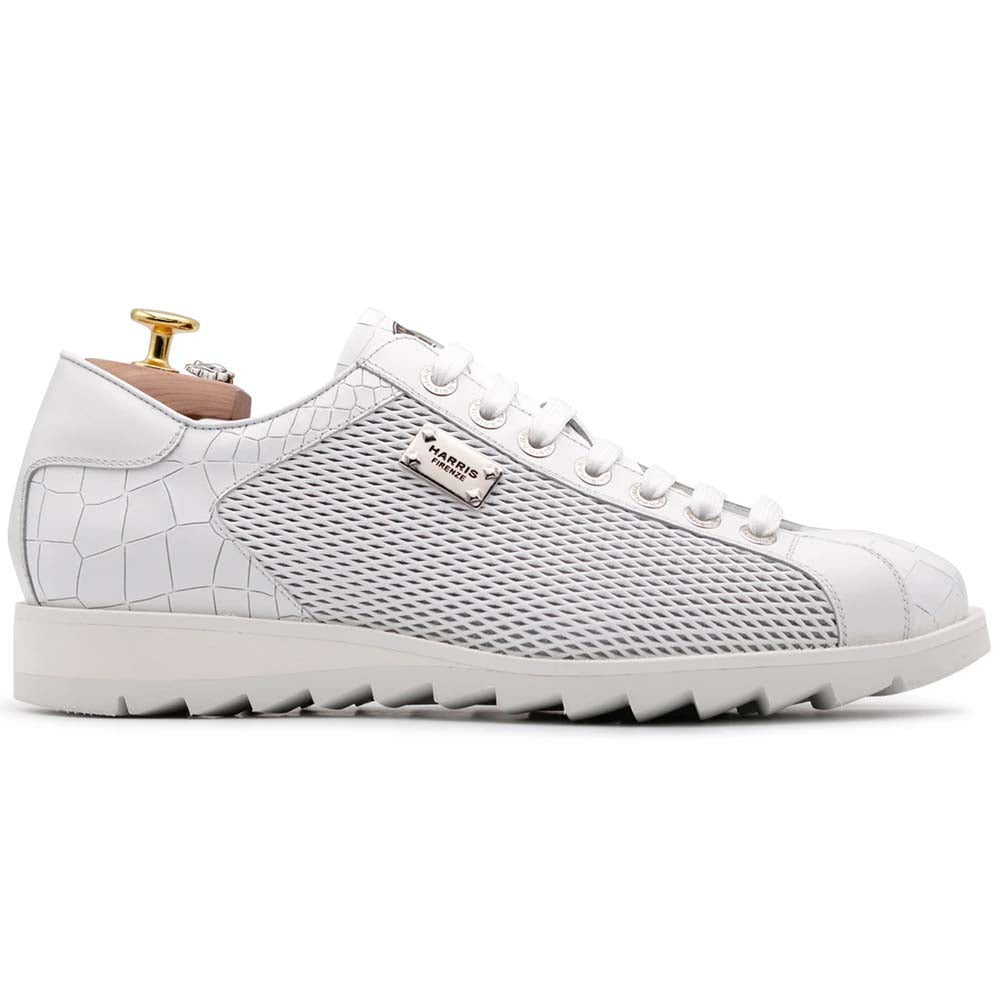 Harris Firenze 1913 Crocodile Print Leather Sneaker White