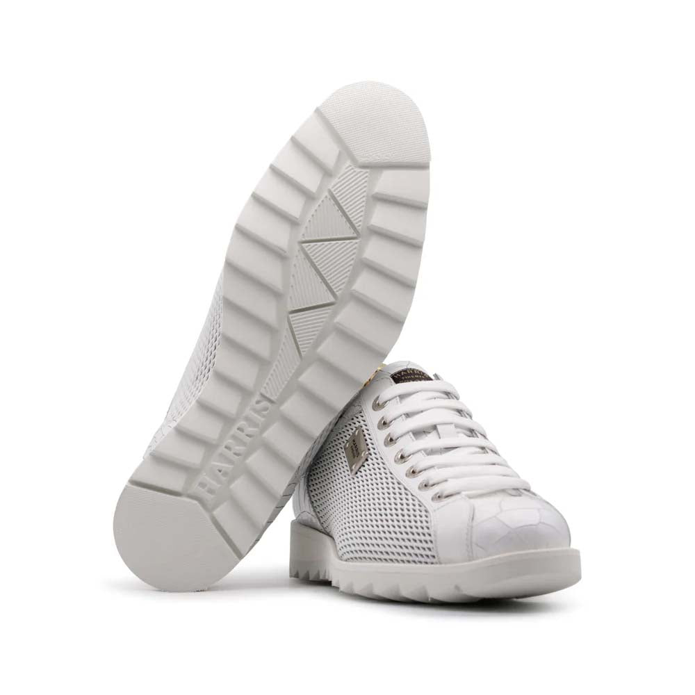 Harris Firenze 1913 Crocodile Print Leather Sneaker White