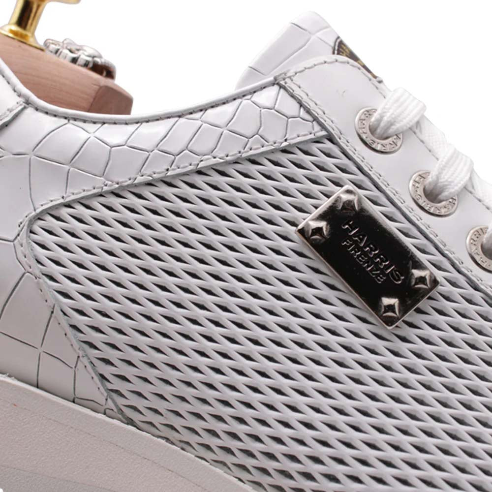 Harris Firenze 1913 Crocodile Print Leather Sneaker White