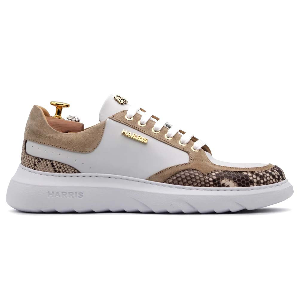 Harris Firenze 1913 Python & Suede Sneakers Beige