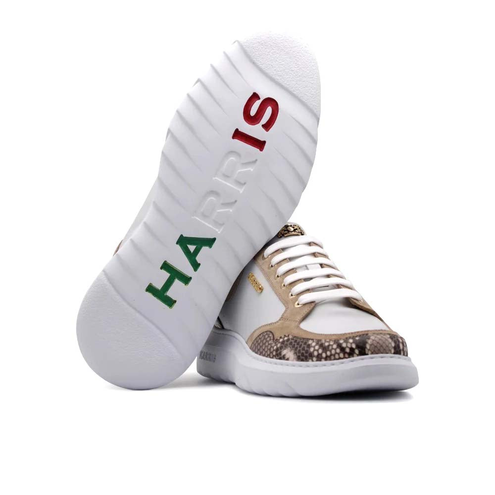 Harris Firenze 1913 Python & Suede Sneakers Beige
