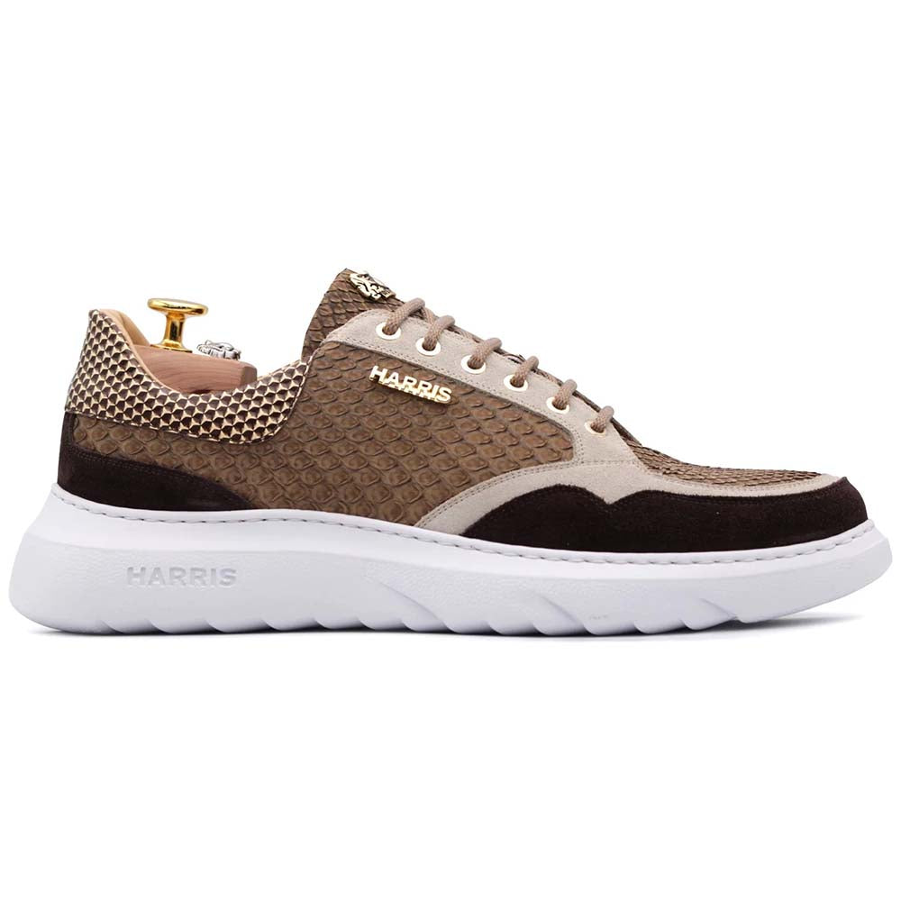 Harris Firenze 1913 Precious Python & Suede Sneakers Brown