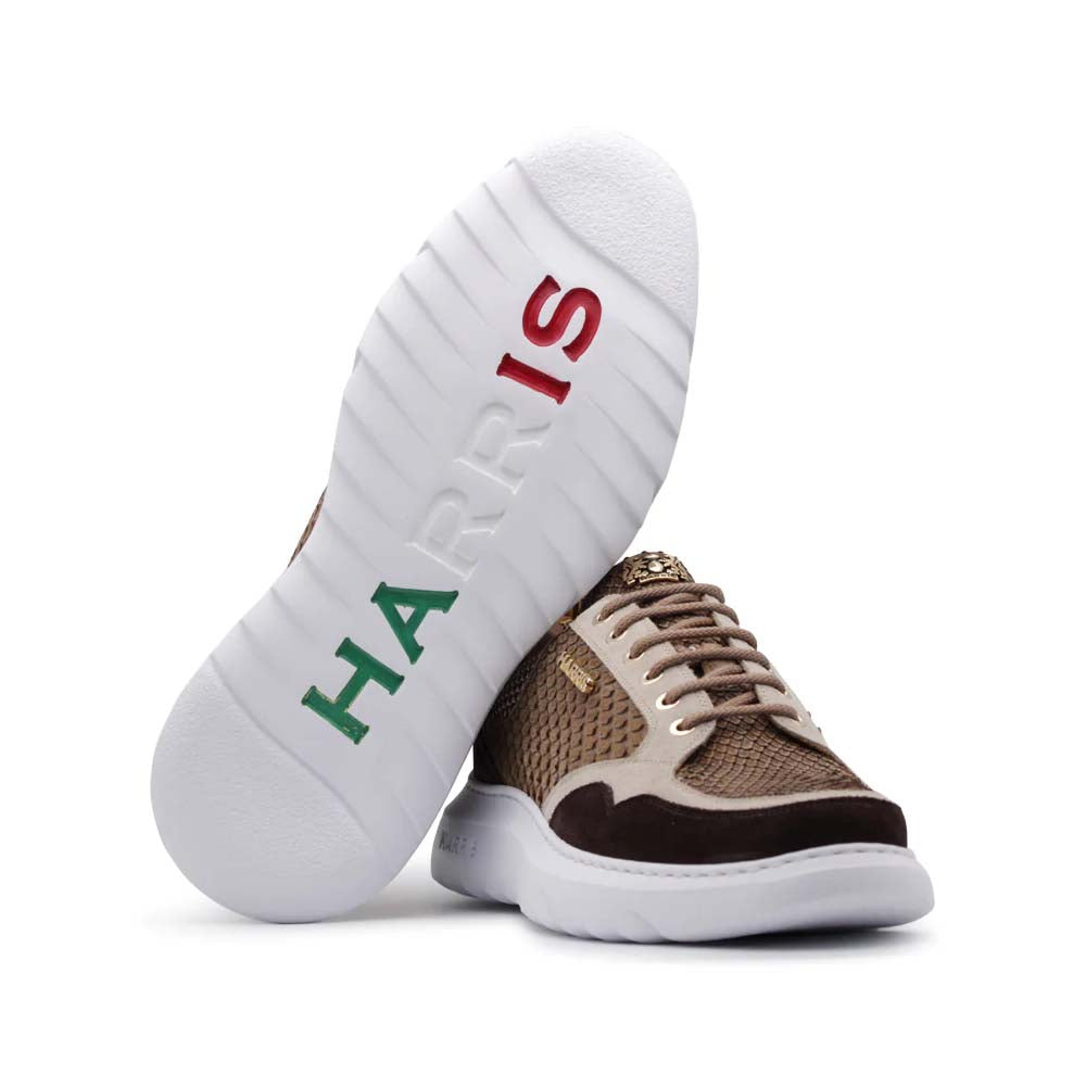 Harris Firenze 1913 Precious Python & Suede Sneakers Brown