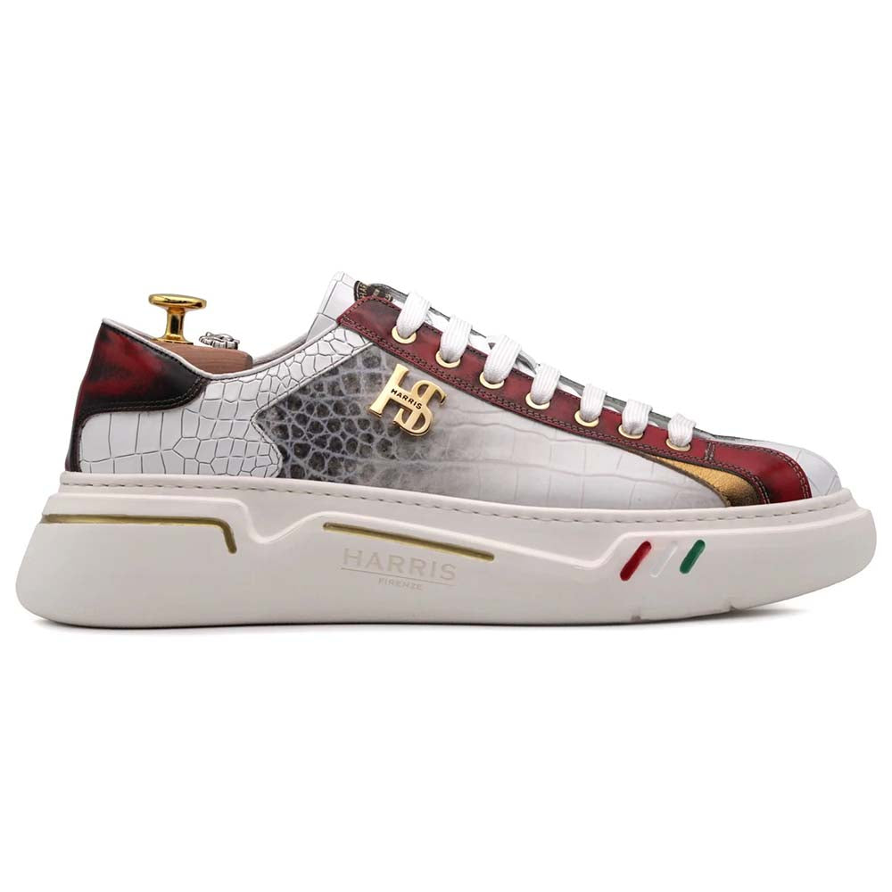 Harris Firenze 1913 Crocodile Print Sneakers White / Red