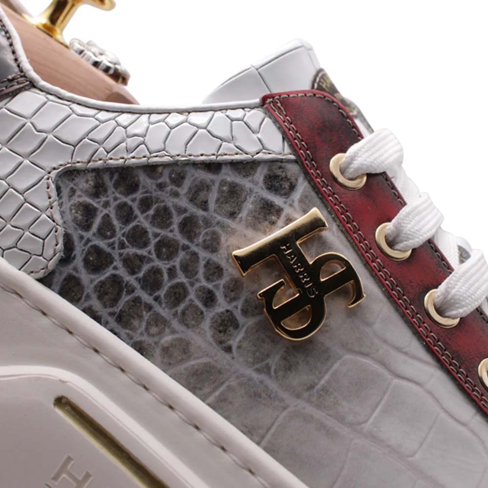 Harris Firenze 1913 Crocodile Print Sneakers White / Red